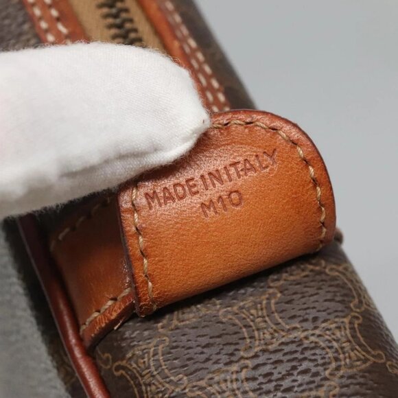 CELINE Macadam Canvas Hand Bag PVC Leather Brown Gold - Picture 12 of 15